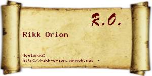 Rikk Orion névjegykártya